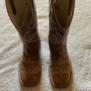 Old West Tan and Brown Leather Boots
